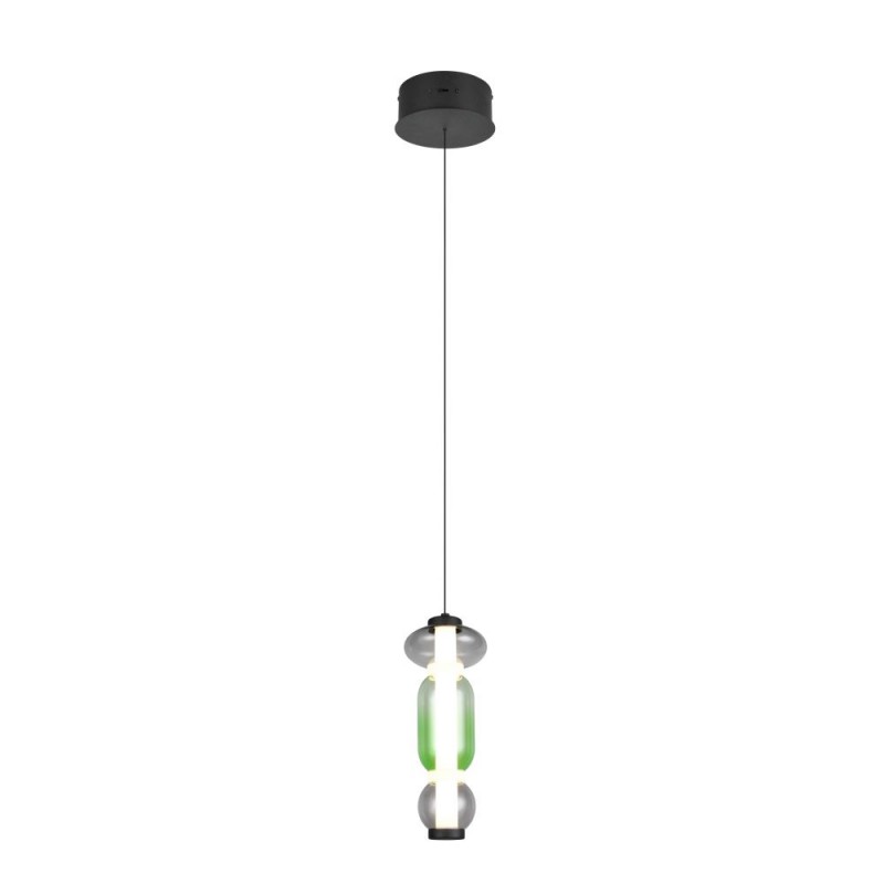 Trio-334310117 - Minerva - Black CCT Pendant with Multicolour Glass