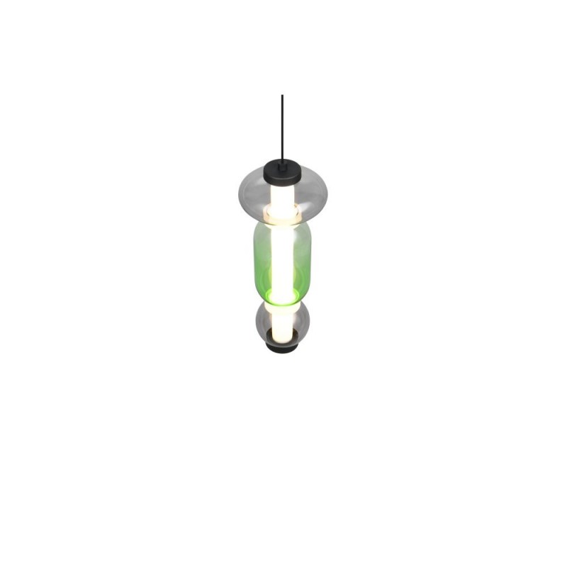 Trio-334310117 - Minerva - Black CCT Pendant with Multicolour Glass