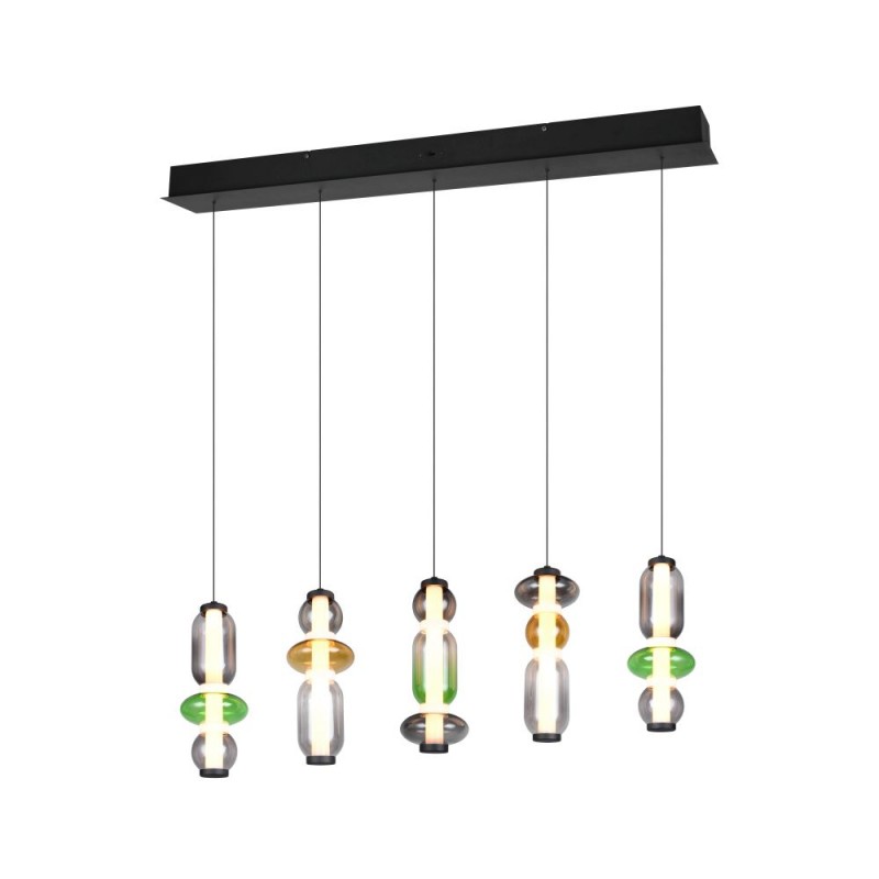 Trio-334310517 - Minerva - Black CCT over Island Fitting with Multicolour Glass