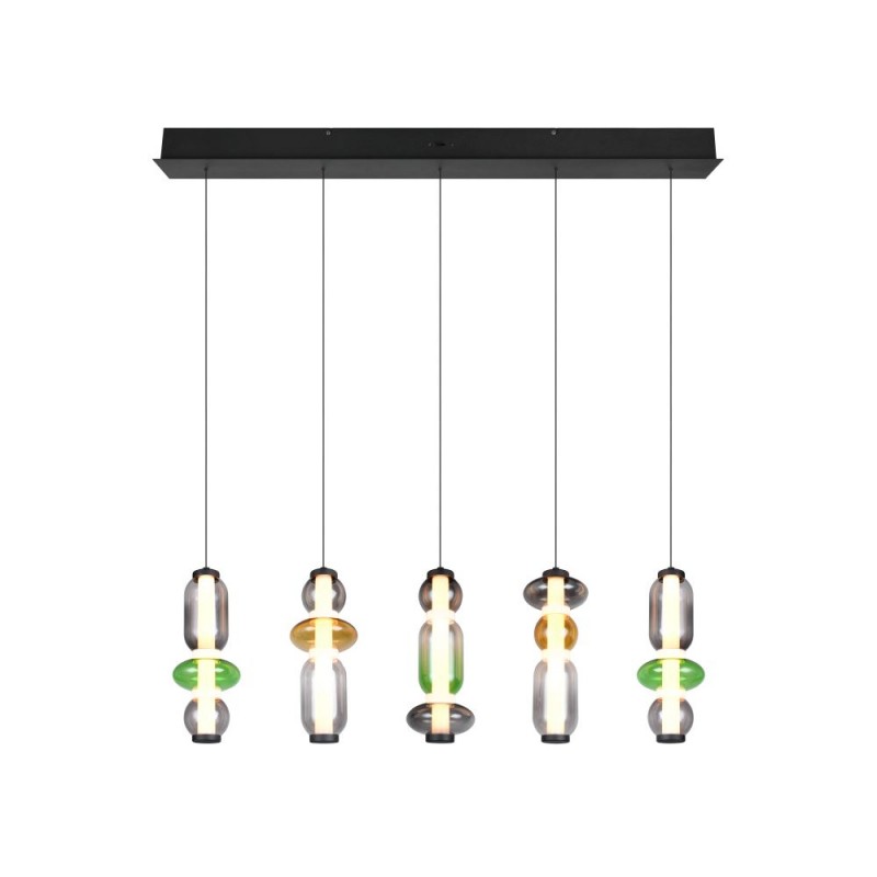 Trio-334310517 - Minerva - Black CCT over Island Fitting with Multicolour Glass