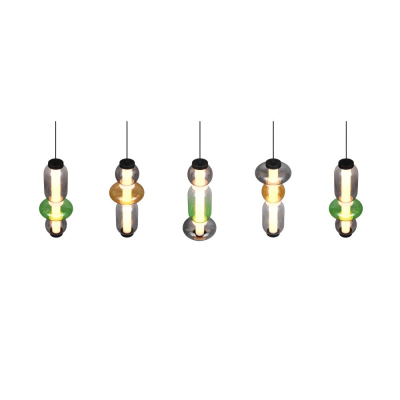 Trio-334310517 - Minerva - Black CCT over Island Fitting with Multicolour Glass