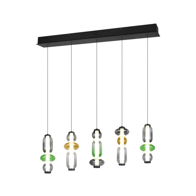 Trio-334310517 - Minerva - Black CCT over Island Fitting with Multicolour Glass