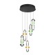 Trio-334330517 - Minerva - Black CCT Cluster Pendant with Multicolour Glass