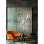 Minerva - Black CCT Cluster Pendant with Multicolour Glass
