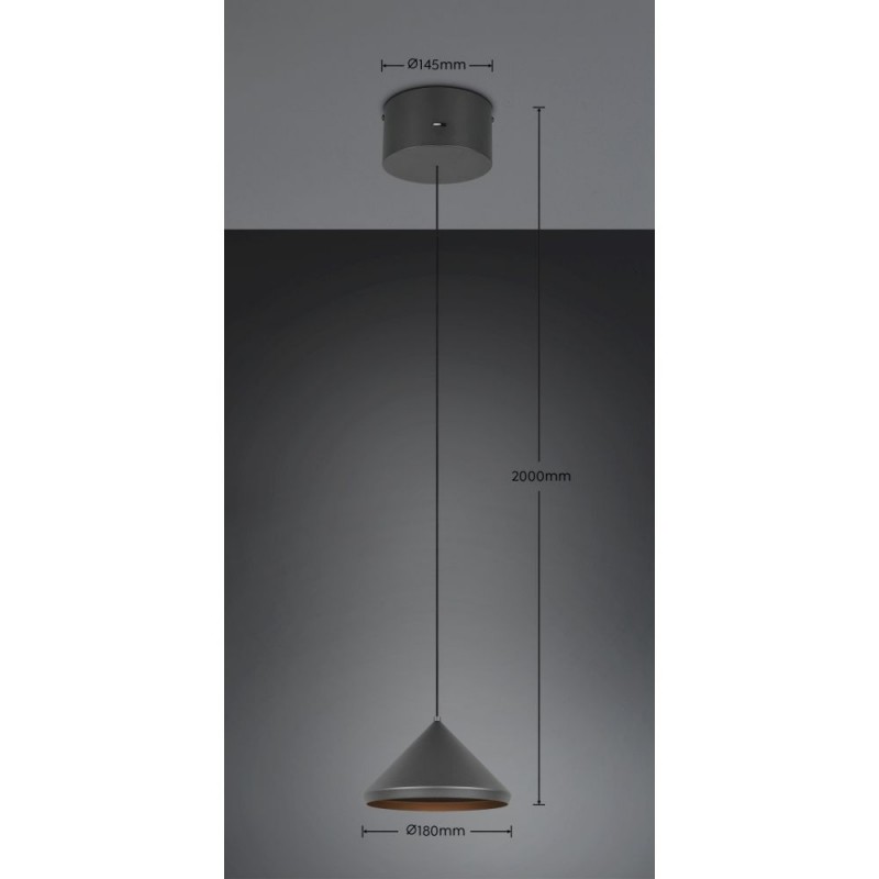Trio-336210132 - Laguna - Matt Black CCT Pendant ∅ 18 cm