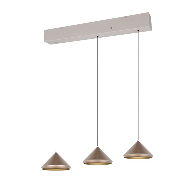 Trio-336210365 - Laguna - Warm Grey 3 Light CCT over Island Fitting with Coffee Shade