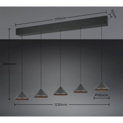 Laguna - Matt Black 5 Light CCT over Island Fitting