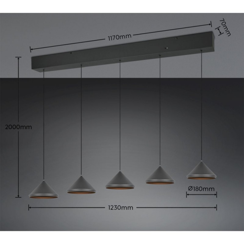 Trio-336210532 - Laguna - Matt Black 5 Light CCT over Island Fitting