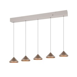 Laguna - Warm Grey 5 Light CCT over Island Fitting with Coffee Shade