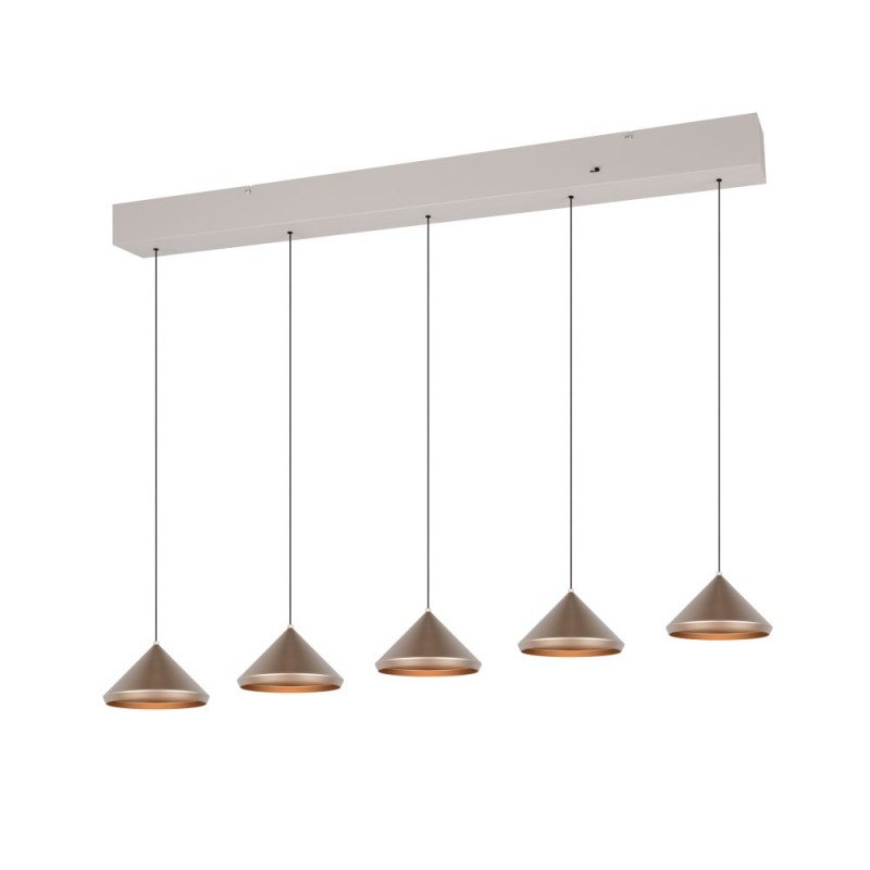 Trio-336210565 - Laguna - Warm Grey 5 Light CCT over Island Fitting with Coffee Shade