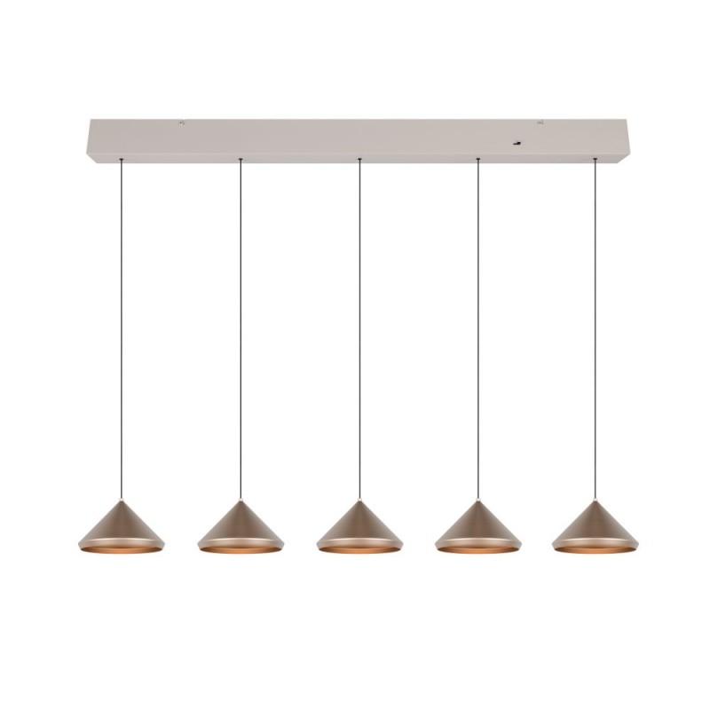Trio-336210565 - Laguna - Warm Grey 5 Light CCT over Island Fitting with Coffee Shade