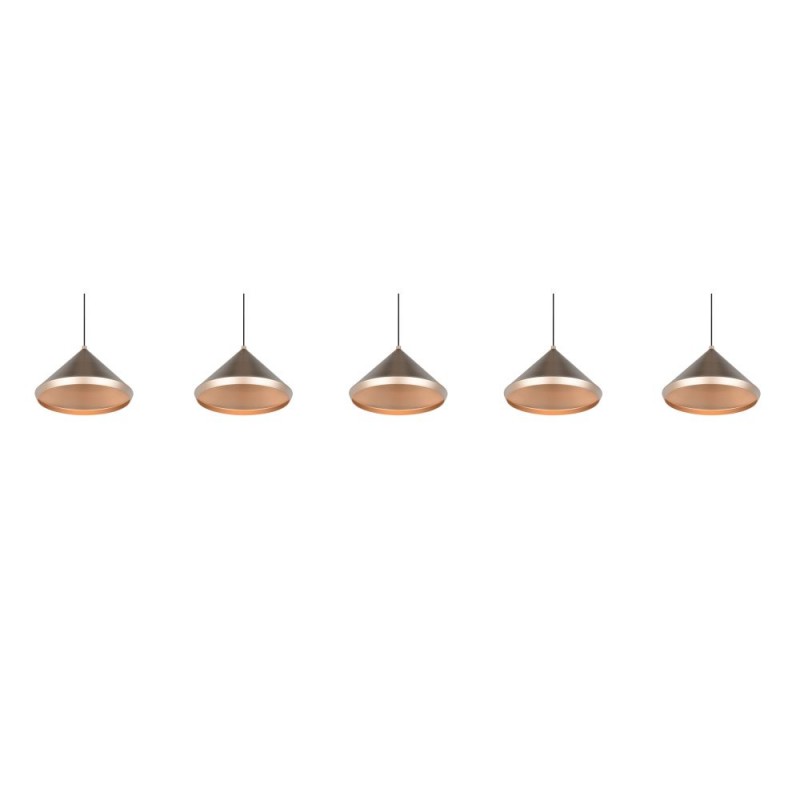Trio-336210565 - Laguna - Warm Grey 5 Light CCT over Island Fitting with Coffee Shade