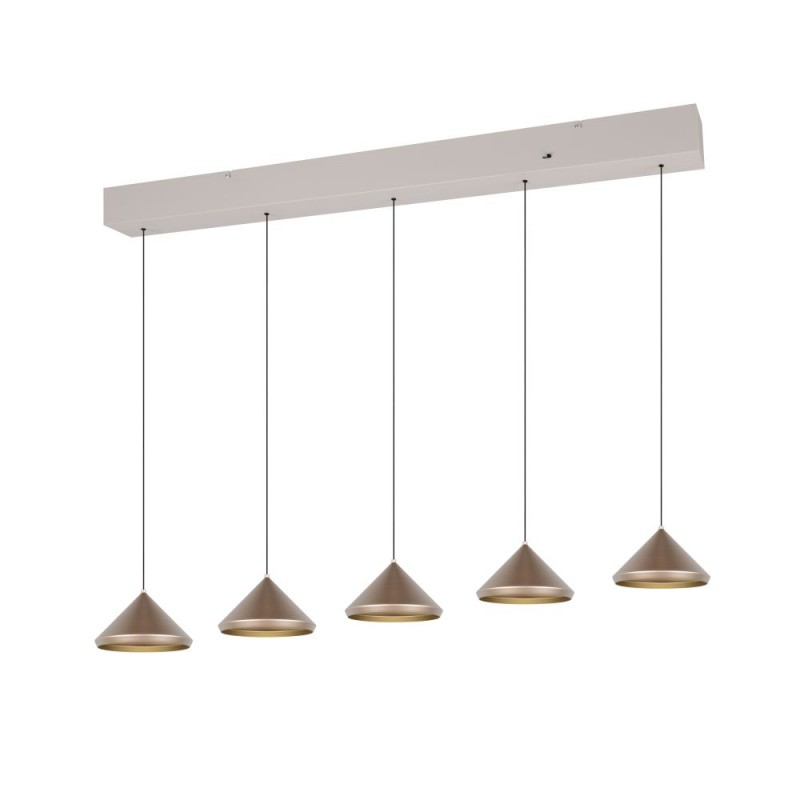 Trio-336210565 - Laguna - Warm Grey 5 Light CCT over Island Fitting with Coffee Shade