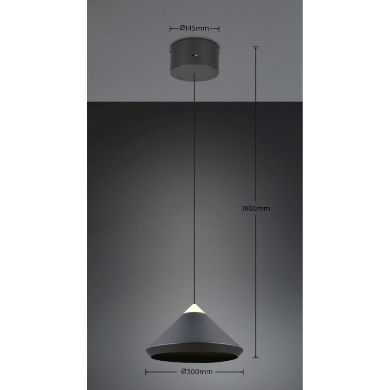 Trio-336219132 - Laguna - Matt Black CCT Pendant ∅ 30 cm