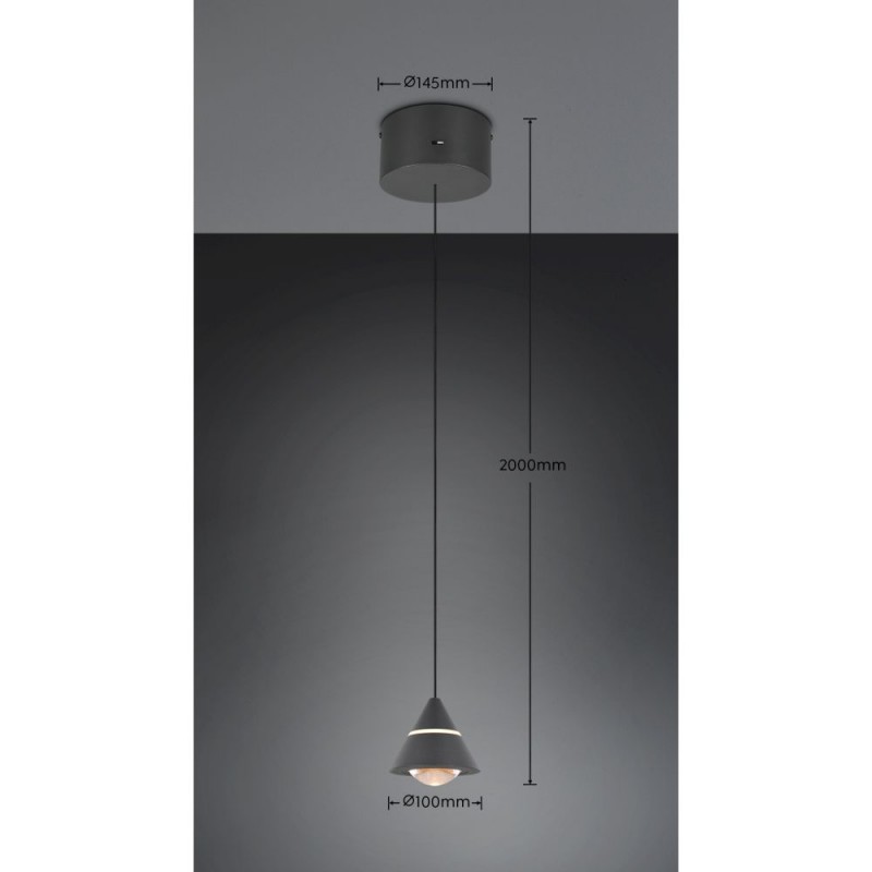Trio-337010132 - Romeo - Matt Black CCT Pendant