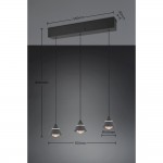 Romeo - Matt Black 3 Light CCT over Island Fitting