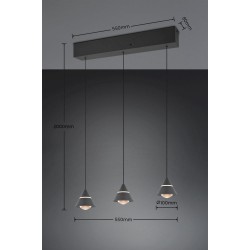 Romeo - Matt Black 3 Light CCT over Island Fitting