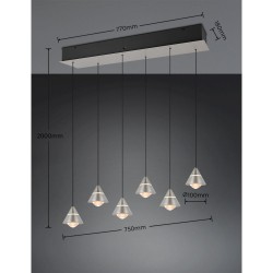 Romeo - Matt Nickel 6 Light CCT over Island Fitting