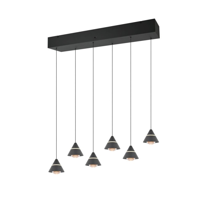 Trio-337010632 - Romeo - Matt Black 6 Light CCT over Island Fitting