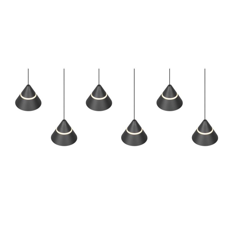 Trio-337010632 - Romeo - Matt Black 6 Light CCT over Island Fitting