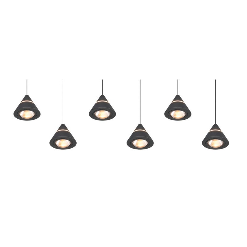 Trio-337010632 - Romeo - Matt Black 6 Light CCT over Island Fitting