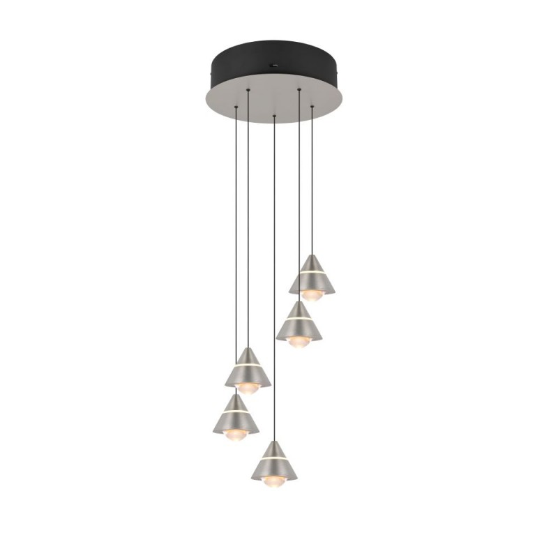 Trio-337030507 - Romeo - Matt Nickel 5 Light CCT Cluster Pendant