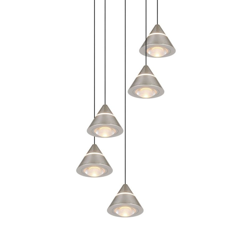 Trio-337030507 - Romeo - Matt Nickel 5 Light CCT Cluster Pendant