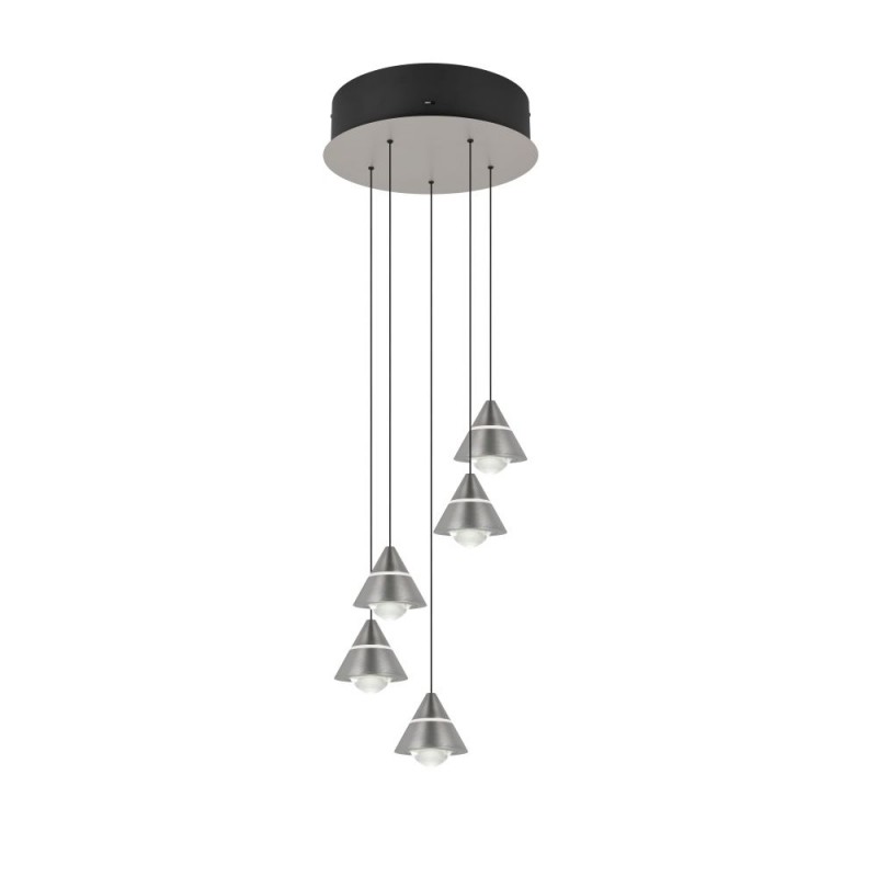 Trio-337030507 - Romeo - Matt Nickel 5 Light CCT Cluster Pendant