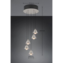 Romeo - Matt Nickel 5 Light CCT Cluster Pendant