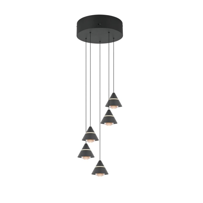 Trio-337030532 - Romeo - Matt Black 5 Light CCT Cluster Pendant