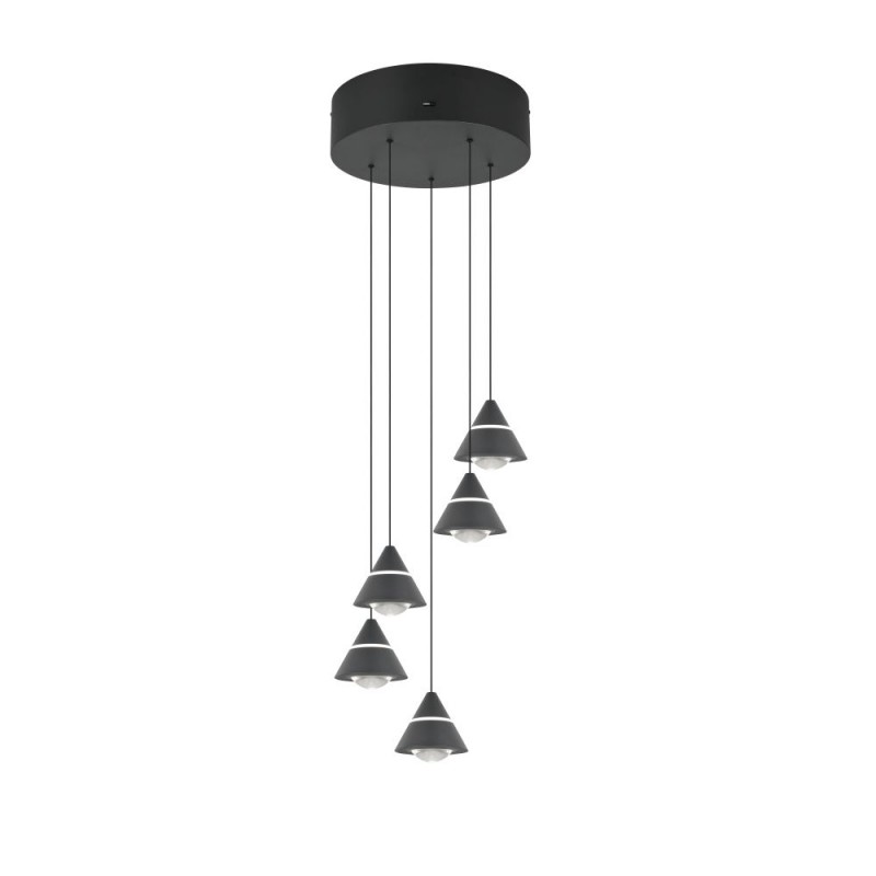 Trio-337030532 - Romeo - Matt Black 5 Light CCT Cluster Pendant