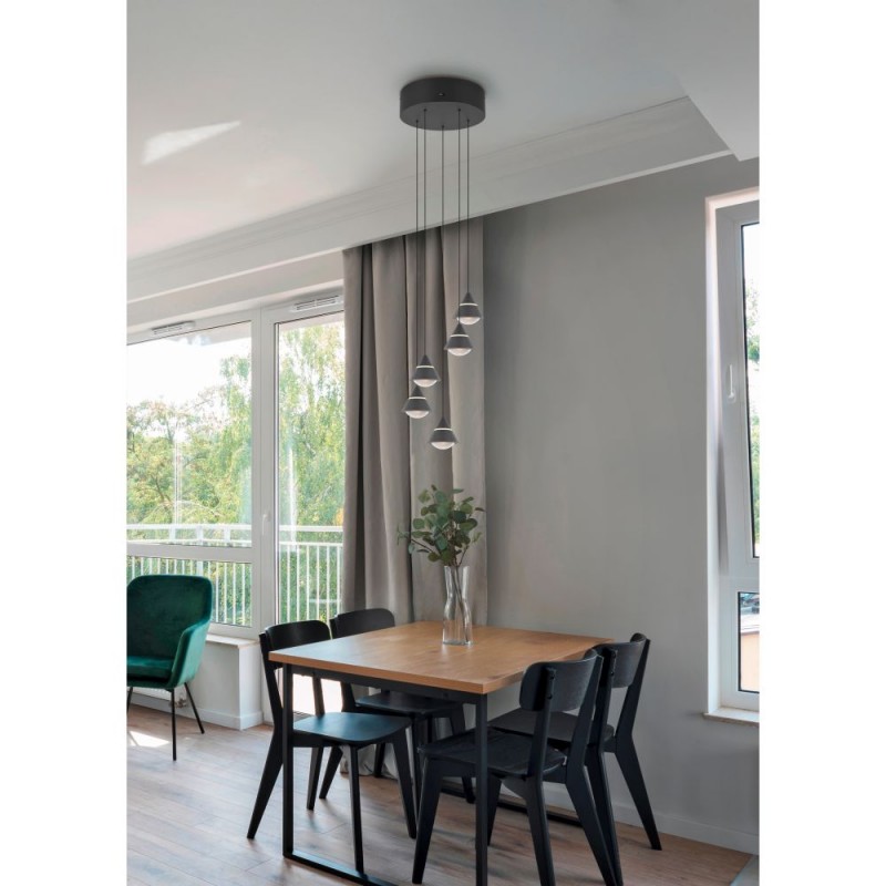 Trio-337030532 - Romeo - Matt Black 5 Light CCT Cluster Pendant