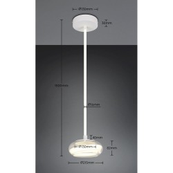 Tarsia - White LED Pendant with Clear Glass Ø 21.5 cm