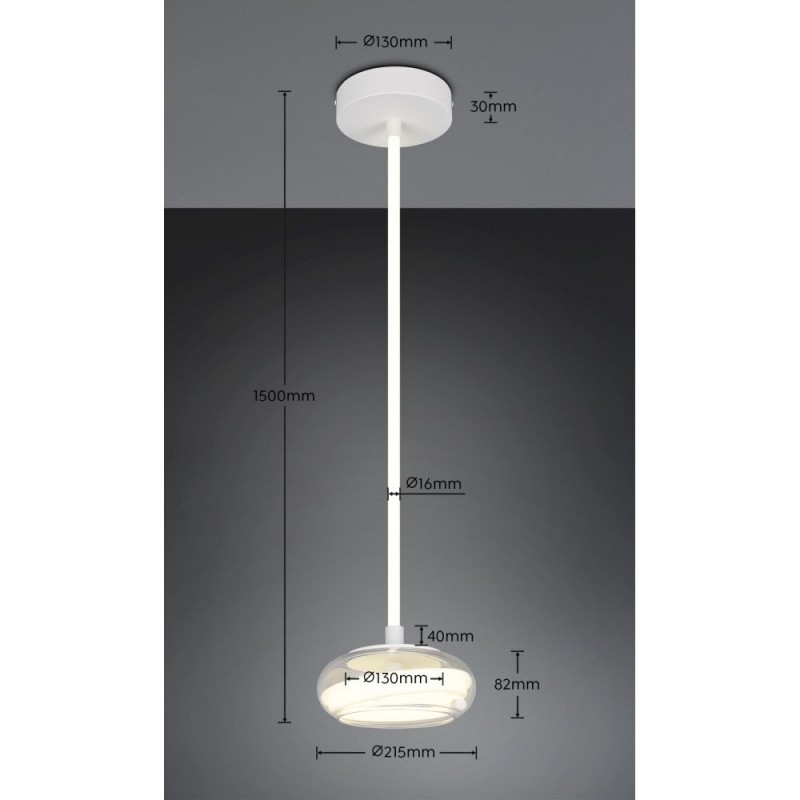 Trio-337810131 - Tarsia - White LED Pendant with Clear Glass Ø 21.5 cm