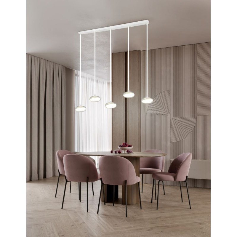 Trio-337810531 - Tarsia - White 5 Light LED over Island Fitting with Clear Glass