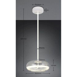 Tarsia - White LED Pendant with Clear Glass Ø 40 cm