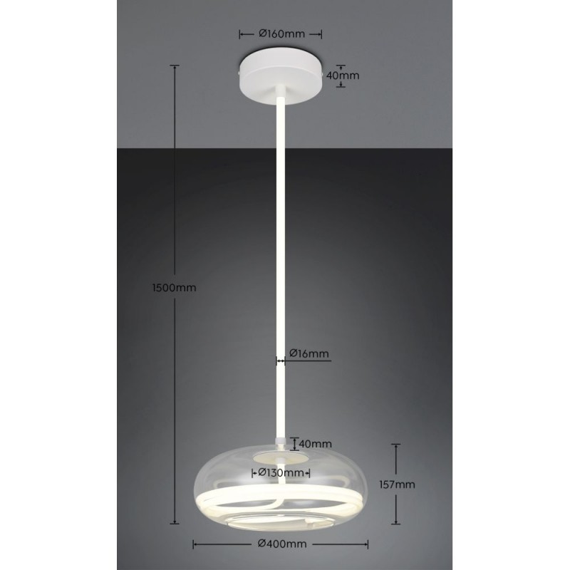 Trio-337819131 - Tarsia - White LED Pendant with Clear Glass Ø 40 cm