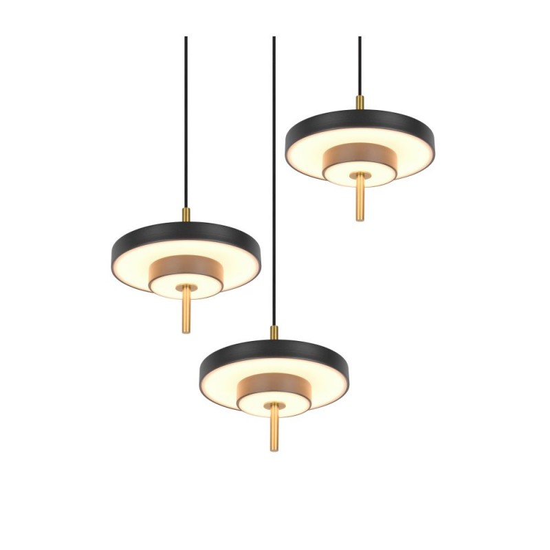 Trio-340230380 - Keaton - Black & Gold 3 Light CCT Cluster Pendant