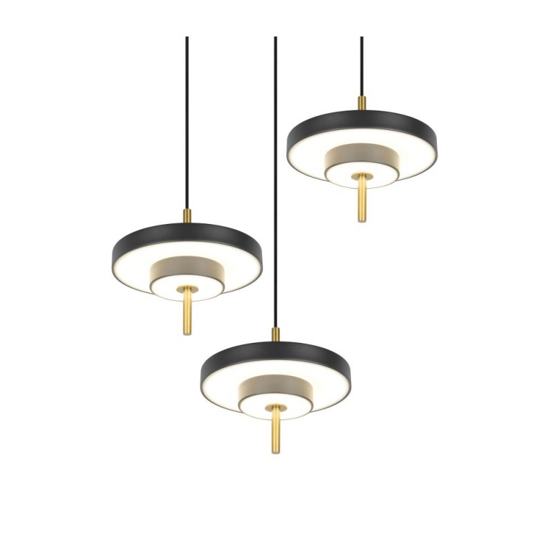 Trio-340230380 - Keaton - Black & Gold 3 Light CCT Cluster Pendant