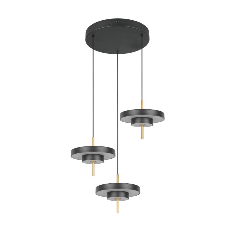 Trio-340230380 - Keaton - Black & Gold 3 Light CCT Cluster Pendant