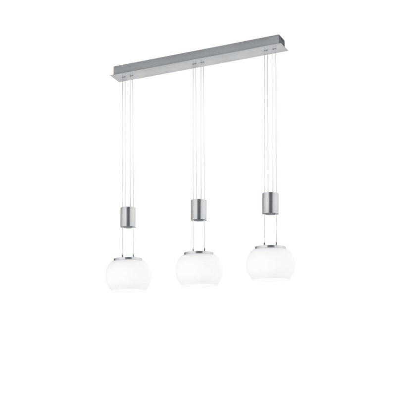 Trio-342010307 - Madison - Matt Nickel 3 Light over Island Fitting with White Glass