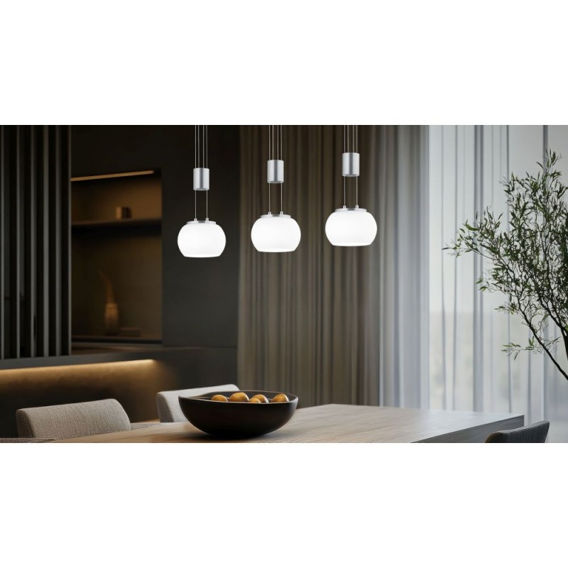 Trio-342010307 - Madison - Matt Nickel 3 Light over Island Fitting with White Glass