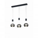 Madison - Matt Black 3 Light over Island Fitting with Smoked Glass