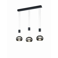 Madison - Matt Black 3 Light over Island Fitting with Smoked Glass