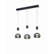 Trio-342010332 - Madison - Matt Black 3 Light over Island Fitting with Smoked Glass