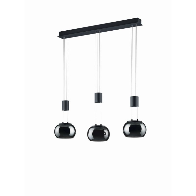 Trio-342010332 - Madison - Matt Black 3 Light over Island Fitting with Smoked Glass