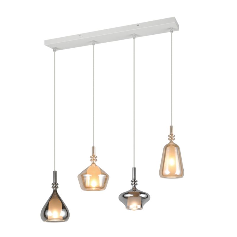 Trio-349400417 - Aldea - White 4 Light over Island Fitting with Decorative Glass