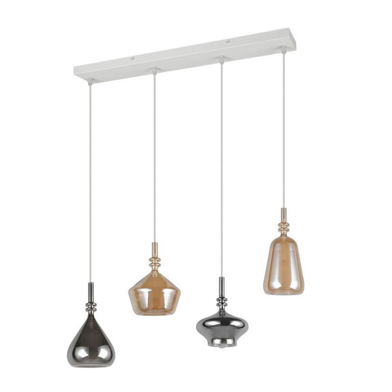 Trio-349400417 - Aldea - White 4 Light over Island Fitting with Decorative Glass