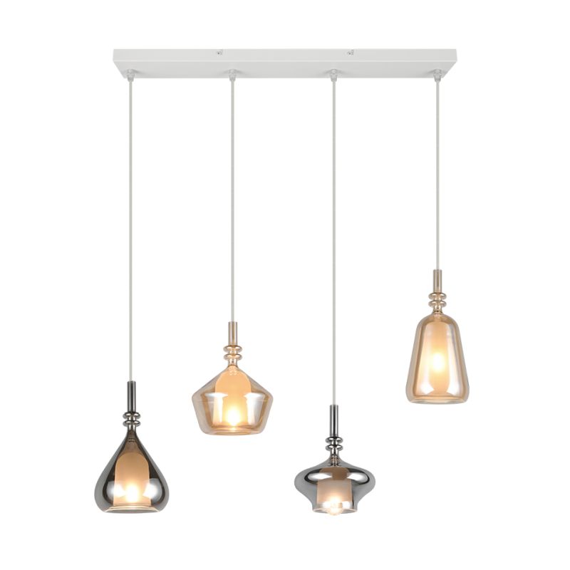 Trio-349400417 - Aldea - White 4 Light over Island Fitting with Decorative Glass
