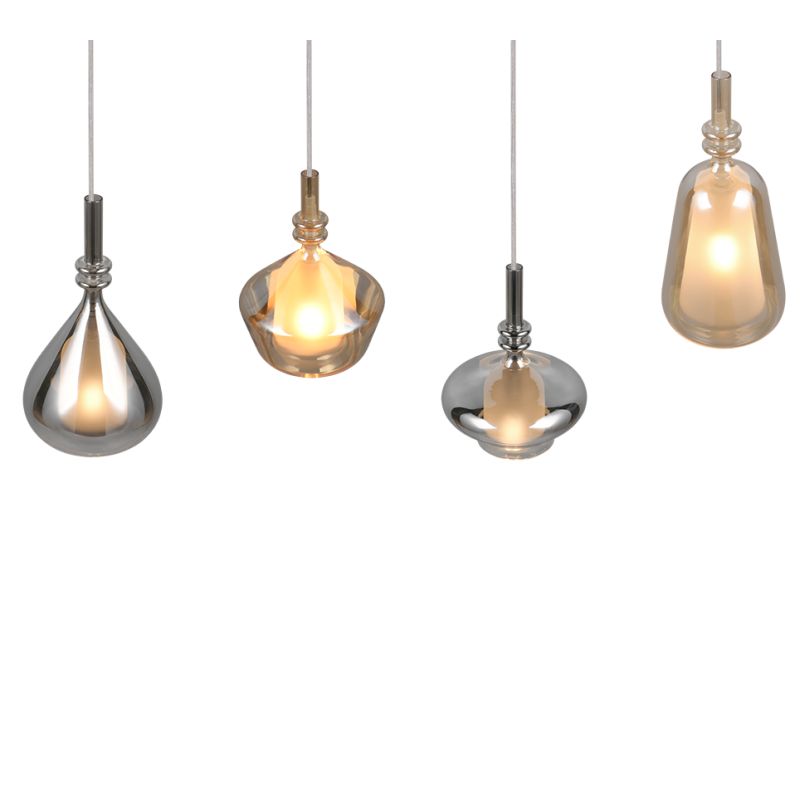 Trio-349400417 - Aldea - White 4 Light over Island Fitting with Decorative Glass